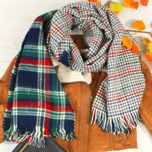 New Double Sided Soft & Cozy Blanket Plaid Scarf (2 in 1) :-)